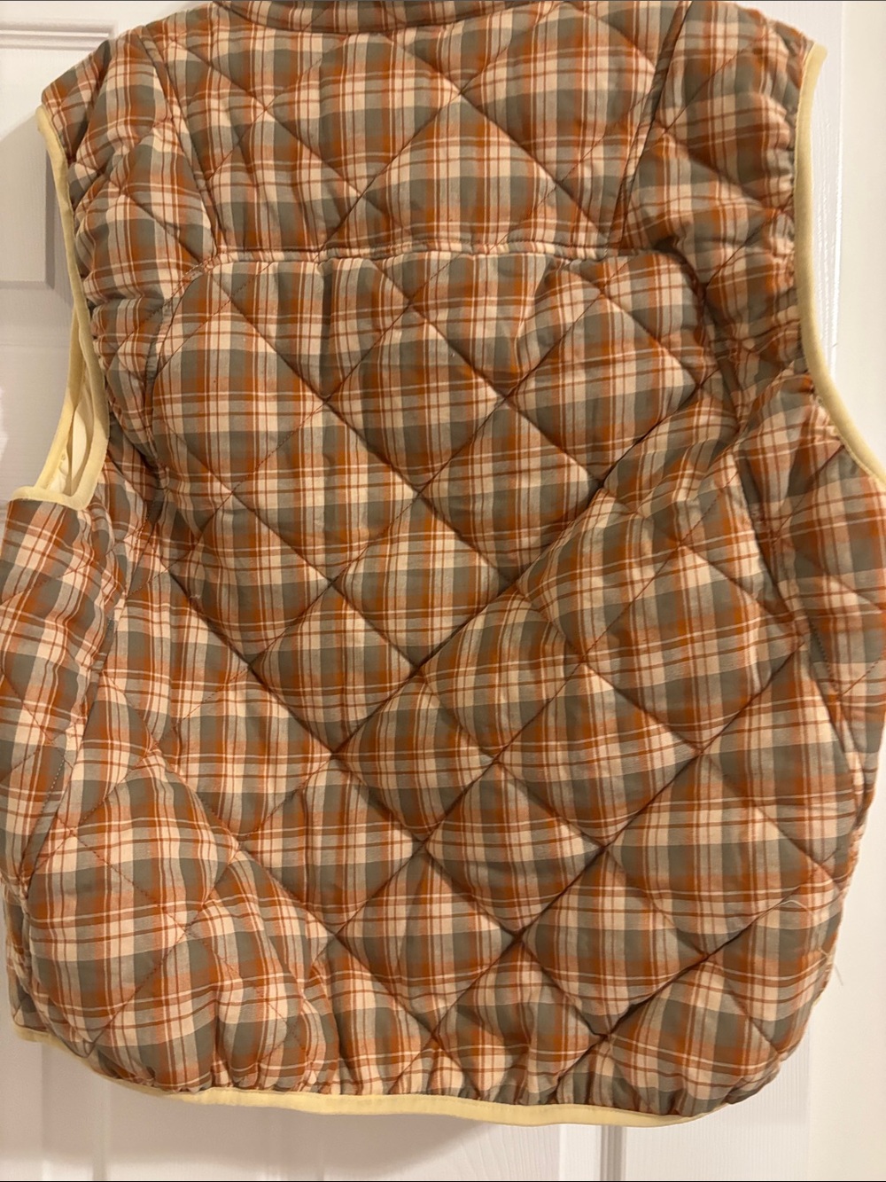 BiBi Plaid Quilted Vest in Yellow and Orange Trim - Picture 5 of 5